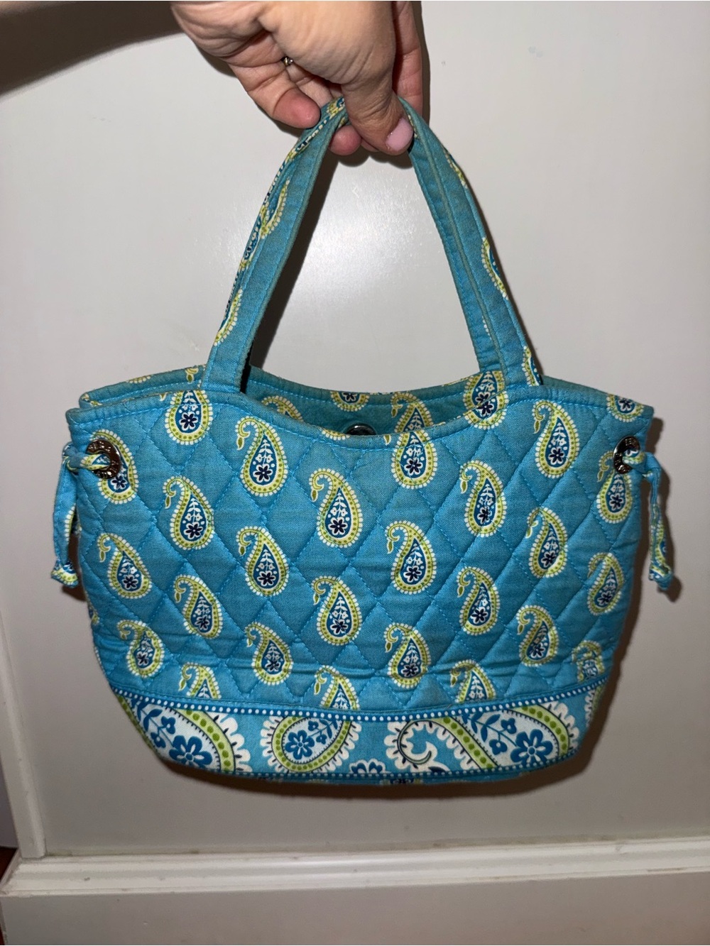 Vintage Vera Bradley "Sherry" small satchel in retired Bermuda Blue pattern